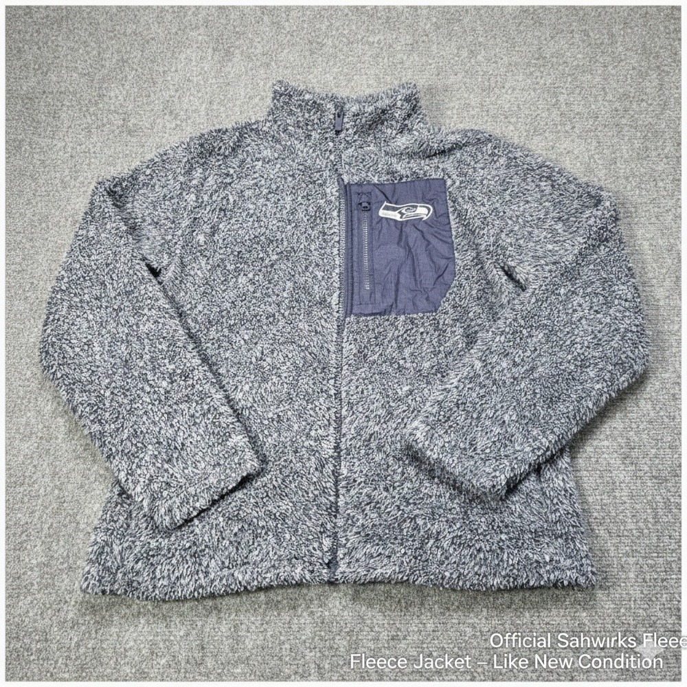 Seattle Seahawks NFL Junior's‎ Full Zip Fuzzy Fleece Jacket Youth Girls XL EUC